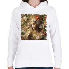 PRINTFASHION Virágok hercegnője - Női kapucnis pulóver - Fehér női pulóver, kardigán