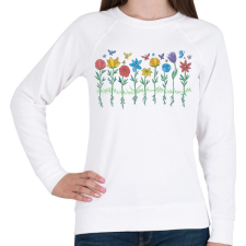 PRINTFASHION Virágok - Női pulóver - Fehér női pulóver, kardigán