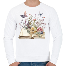 PRINTFASHION Virágos könyv - Férfi pulóver - Fehér férfi pulóver, kardigán