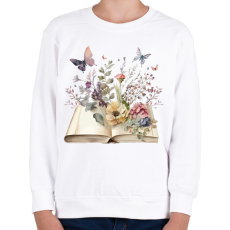 PRINTFASHION Virágos könyv - Gyerek pulóver - Fehér