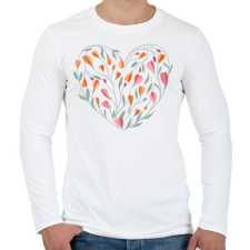 PRINTFASHION Virágos szív - Férfi hosszú ujjú póló - Fehér férfi póló