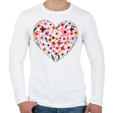 PRINTFASHION Virágos szív - Férfi hosszú ujjú póló - Fehér férfi póló