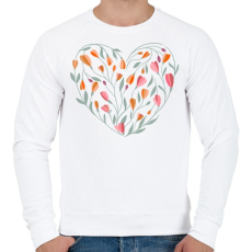 PRINTFASHION Virágos szív - Férfi pulóver - Fehér