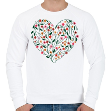 PRINTFASHION Virágos szív  - Férfi pulóver - Fehér