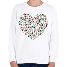 PRINTFASHION Virágos szív  - Gyerek pulóver - Fehér gyerek pulóver, kardigán