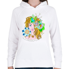 PRINTFASHION Virágtündér - Női kapucnis pulóver - Fehér női pulóver, kardigán