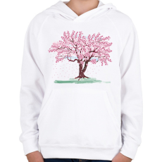 PRINTFASHION Virágzó cseresznyefa - Gyerek kapucnis pulóver - Fehér