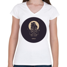 PRINTFASHION Virgo - Szűz - Női V-nyakú póló - Fehér