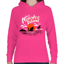 PRINTFASHION Visit Monster Island - Női kapucnis pulóver - Fukszia női pulóver, kardigán
