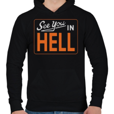 PRINTFASHION Viszlát a pokolban - Férfi kapucnis pulóver - Fekete férfi pulóver, kardigán