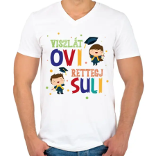PRINTFASHION Viszlát ovi - Férfi V-nyakú póló - Fehér férfi póló