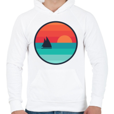 PRINTFASHION Vitorlás naplementében - Férfi kapucnis pulóver - Fehér férfi pulóver, kardigán