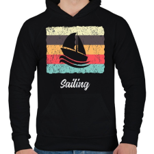 PRINTFASHION Vitorlázás - Férfi kapucnis pulóver - Fekete férfi pulóver, kardigán