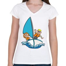 PRINTFASHION Vitorlázás - Női V-nyakú póló - Fehér