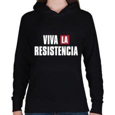 PRINTFASHION Viva la resistencia - Női kapucnis pulóver - Fekete