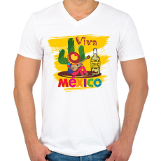 PRINTFASHION Viva Mexico - Férfi V-nyakú póló - Fehér