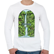 PRINTFASHION Vízesés - Férfi hosszú ujjú póló - Fehér férfi póló