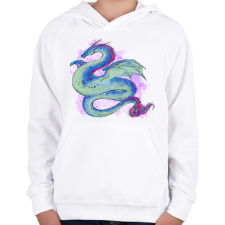 PRINTFASHION Vízfesték stílusú sárkánykígyó - Gyerek kapucnis pulóver - Fehér gyerek pulóver, kardigán