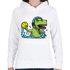 PRINTFASHION Vízilabdázó T-rex - Női kapucnis pulóver - Fehér