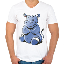 PRINTFASHION Víziló - Férfi V-nyakú póló - Fehér férfi póló