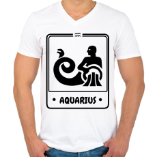 PRINTFASHION vízöntő - Férfi V-nyakú póló - Fehér