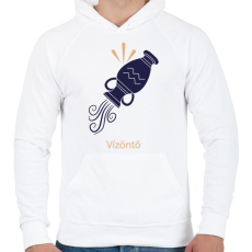 PRINTFASHION Vízöntő minta - Férfi kapucnis pulóver - Fehér