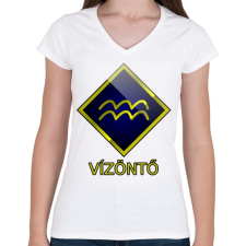 PRINTFASHION Vízöntő - Női V-nyakú póló - Fehér női póló