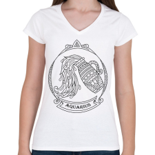 PRINTFASHION Vízöntő - Női V-nyakú póló - Fehér női póló