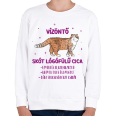 PRINTFASHION Vízöntő - Skót lógófülű cica - Gyerek pulóver - Fehér