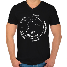 PRINTFASHION Vízöntő tulajdonságok - Férfi V-nyakú póló - Fekete