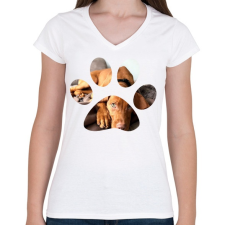 PRINTFASHION Vizsla Mancs - Női V-nyakú póló - Fehér női póló