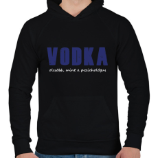 PRINTFASHION Vodka olcsóbb, mint a pszichológus - Férfi kapucnis pulóver - Fekete