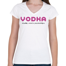 PRINTFASHION Vodka olcsóbb, mint a pszichológus - Női V-nyakú póló - Fehér női póló