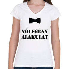 PRINTFASHION vőlegény alakulat - Női V-nyakú póló - Fehér