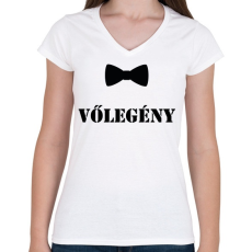 PRINTFASHION Vőlegény - Női V-nyakú póló - Fehér