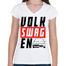 PRINTFASHION VOLK-SWAG-EN - Női V-nyakú póló - Fehér női póló