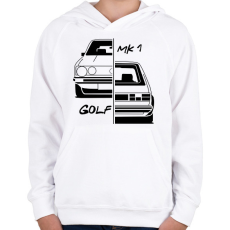 PRINTFASHION Volkswagen Golf MK1 - Gyerek kapucnis pulóver - Fehér