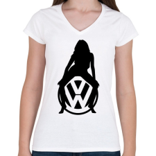 PRINTFASHION VOLKSWAGEN HOT FEKETE - Női V-nyakú póló - Fehér női póló