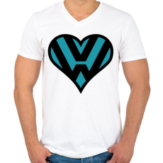 PRINTFASHION Volkswagen love - Férfi V-nyakú póló - Fehér