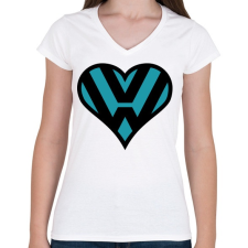 PRINTFASHION Volkswagen love - Női V-nyakú póló - Fehér női póló