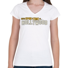 PRINTFASHION Volt egyszer egy hollywood - Női V-nyakú póló - Fehér női póló