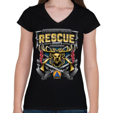 PRINTFASHION Volunteer Rescue - Női V-nyakú póló - Fekete