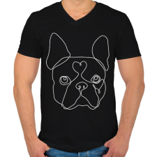 PRINTFASHION Vonalas Boston terrier - Férfi V-nyakú póló - Fekete férfi póló