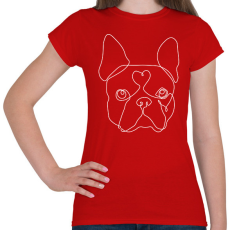 PRINTFASHION Vonalas Boston terrier - Női póló - Piros