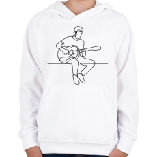 PRINTFASHION Vonalas gitáros minta - Gyerek kapucnis pulóver - Fehér