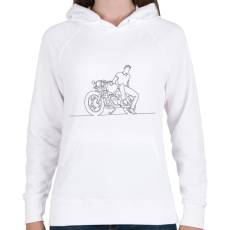 PRINTFASHION Vonalas motoros minta 2 - Női kapucnis pulóver - Fehér