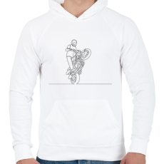 PRINTFASHION Vonalas motoros minta  - Férfi kapucnis pulóver - Fehér