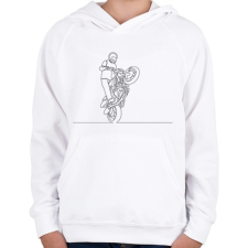 PRINTFASHION Vonalas motoros minta - Gyerek kapucnis pulóver - Fehér gyerek pulóver, kardigán