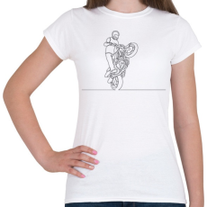 PRINTFASHION Vonalas motoros minta  - Női póló - Fehér