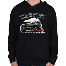 PRINTFASHION Vonat  - Gyerek kapucnis pulóver - Fekete